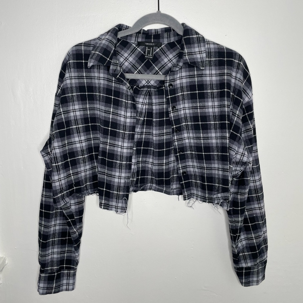 Forever21 Plaid Cropped Flannel Shirt
